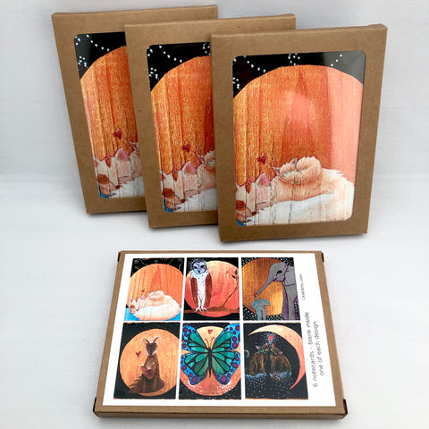Set of 6 Lea K. Arts Note Cards - Animals - Blank Inside
