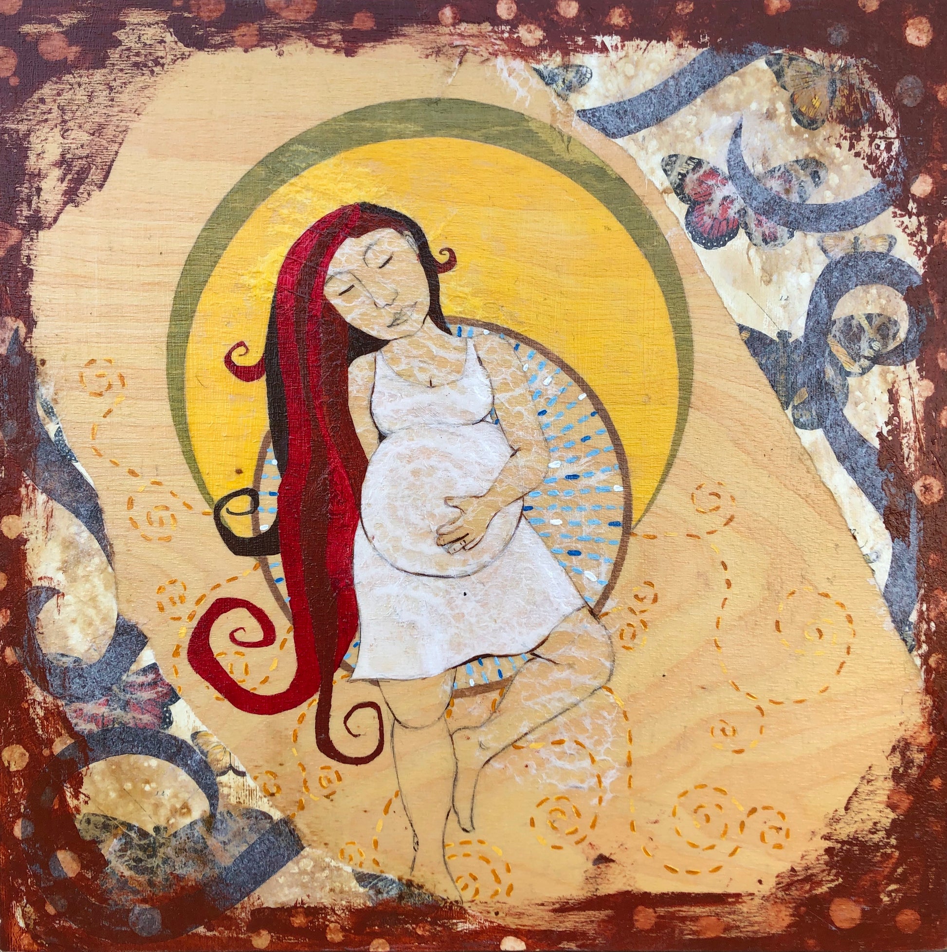 pregnant woman artwork - mixed media - Portland artist Lea K. Tawd